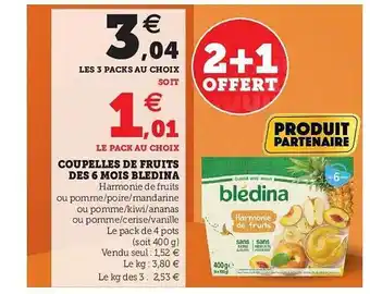 Hyper U Coupelles De Fruits Dès 6 Mois Blédina offre