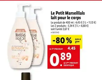 Lidl Le Petit Marseillais Lait pour Le Corps offre