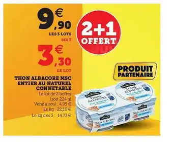Hyper U Thon Albacore Msc Entier Au Naturel Connetable offre