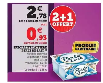 Hyper U Spécialité Laitière Perle De Lait Yoplait offre