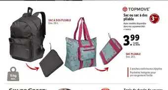 Lidl Sac Ou Sac a Dos Pliable offre