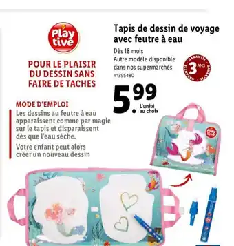 Lidl Tapis de Dessin de Voyage Avec Feutre à Eau offre