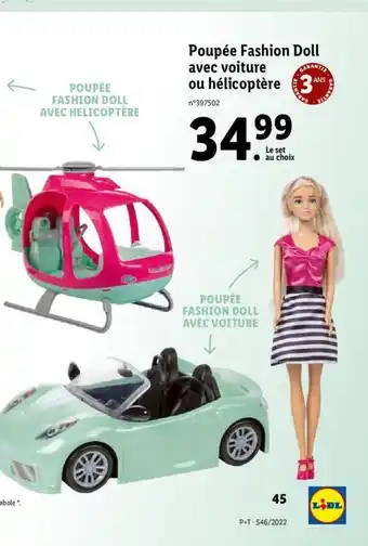 Lidl Poupee Fashion Doll Avec Voiture Ou Hélicoptère offre