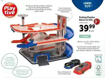 Lidl Parking Playtive Racers En Bois offre