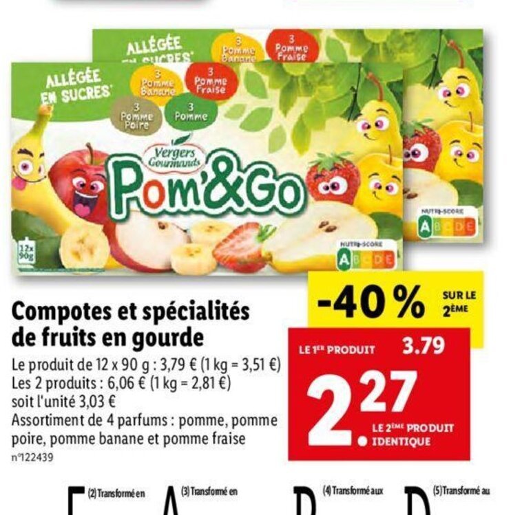 Promo Compotes Et Spécialités de Fruits En Gourde chez Lidl