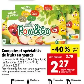 Lidl Compotes Et Spécialités de Fruits En Gourde offre