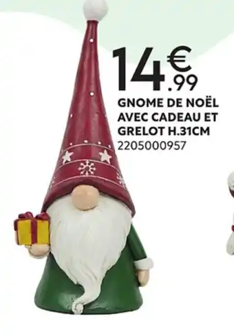 Maxi Bazar Gnome de Noel Avec Cadeau Et Grelot 31cm offre