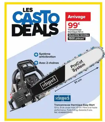 Castorama Tronçonneuse thermique easy start scheppach offre