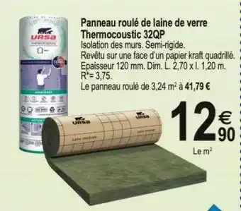 Tridôme Panneau roulé de laine de verre thermocoustic 32qp offre