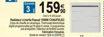 Radiateur à inertie kasual 1000w chaufelec