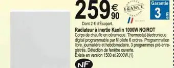 Radiateur à inertie kaolin 1000w noirot