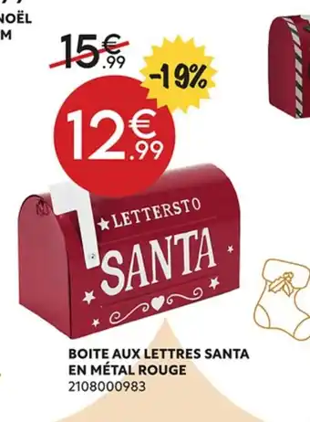 Maxi Bazar Boite Aux Lettres Santa En Metal Rouge offre