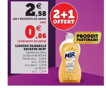 U Express Liquide Vaisselle Secrets Mir offre