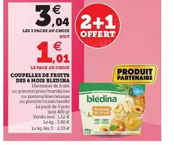 U Express Coupelles De Fruits Des 6 Mois Blédina offre