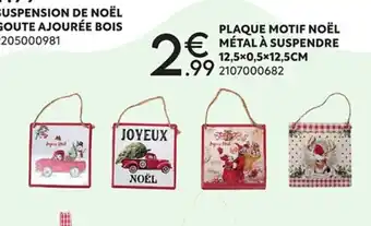 Maxi Bazar Plaque Motif Noel Métal à Suspendre offre