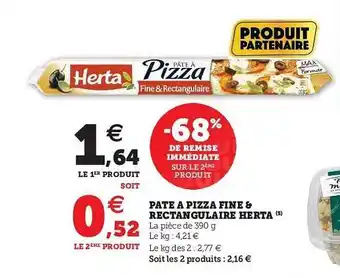 U Express Pâte à Pizza Fine & Rectangulaire Herta offre