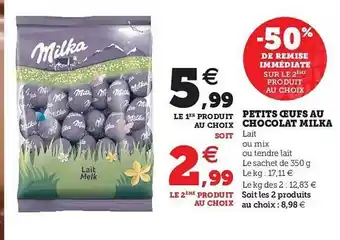 U Express Petits Oeufs Au Chocolat Milka offre