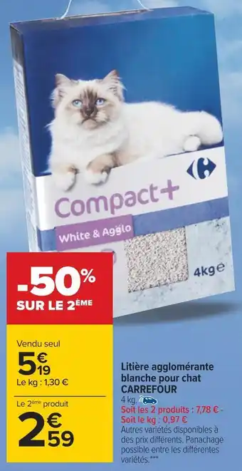Carrefour Carrefour litière agglomérante blanche pour chat offre