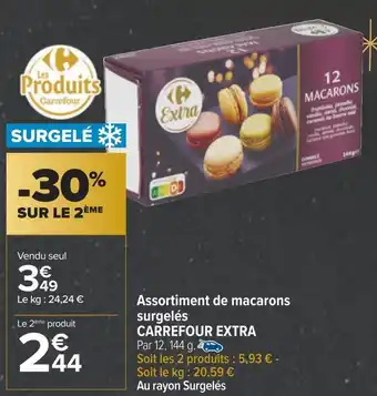 Carrefour Carrefour extra assortiment de macarons surgelés offre