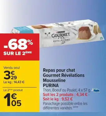 Carrefour Purina repas pour chat gourmet révélations mousseline offre