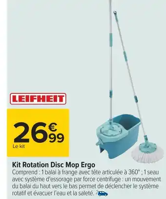 Carrefour Leifheit kit rotation disc mop ergo offre