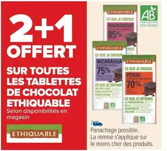 Carrefour Ethiquable 2+1 offert sur toutes les tablettes de chocolat ethiquable offre