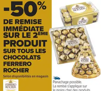 Carrefour Ferrero -50% de remise immédiate sur le 2ème produit sur tous les chocolats ferrero rocher offre