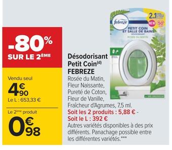 Carrefour Febreze désodorisant petit coin offre