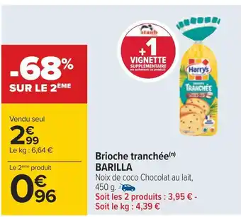 Carrefour Barilla brioche tranchée offre