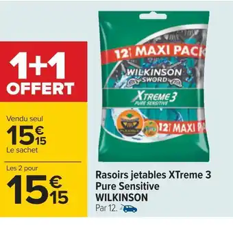 Carrefour Wilkinson rasoirs jetables xtreme 3 pure sensitive offre