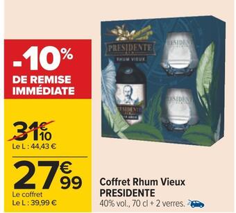 Carrefour Presidente coffret rhum vieux offre