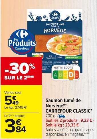 Carrefour Market Carrefour classic saumon fumé de norvège offre