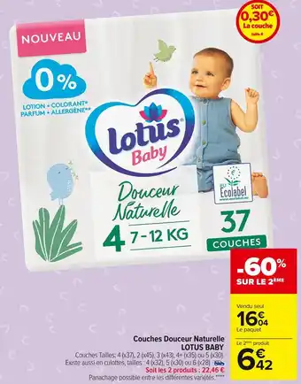 Carrefour Market Lotus baby couches douceur naturelle offre