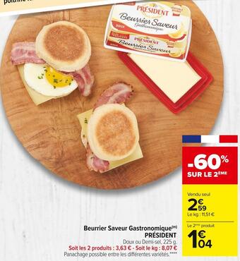 Président beurrier saveur gastronomique