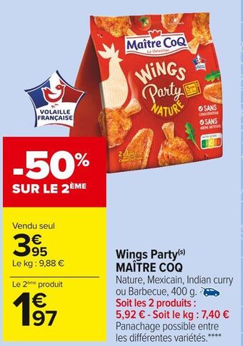 Carrefour Market Maître coq wings party offre