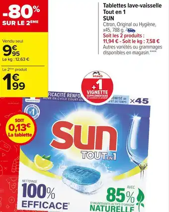 Carrefour Market Sun tablettes lave-vaisselle tout en 1 offre