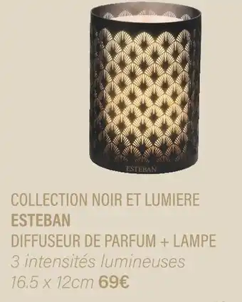 Ambiances & Styles Esteban collection noir et lumiere diffuseur de parfum + lampe offre