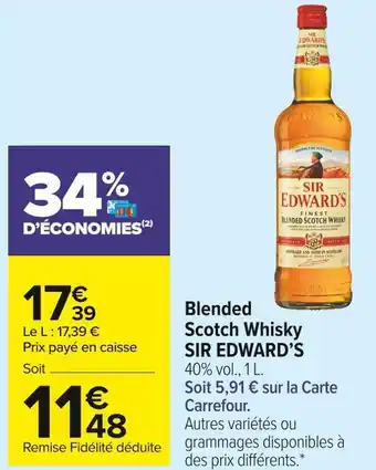 Carrefour Market Sir edward’s blended scotch whisky offre