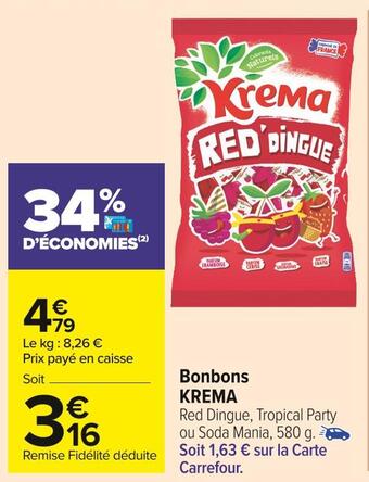 Carrefour Market Krema bonbons offre