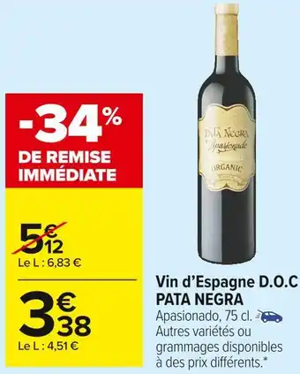 Carrefour Market Pata negra vin d’espagne d.o.c offre