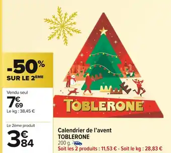 Toblerone calendrier de l’avent
