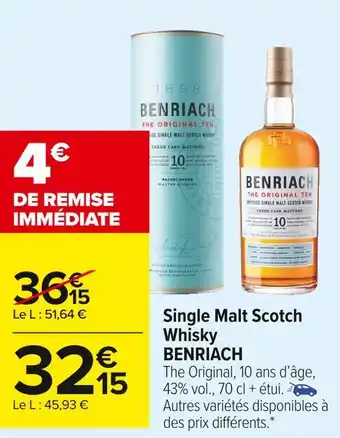 Carrefour Market Benriach single malt scotch whisky offre