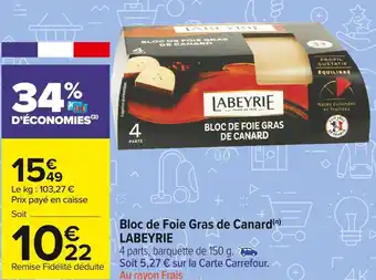 Carrefour Market Labeyrie bloc de foie gras de canard offre