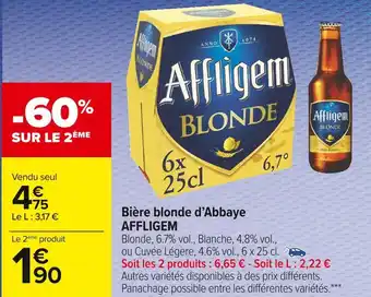 Carrefour Market Affligem bière blonde d’abbaye offre