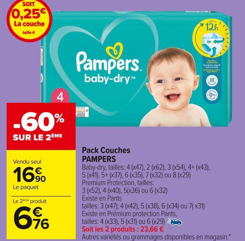 Promo Pampers pack couches chez Carrefour Market