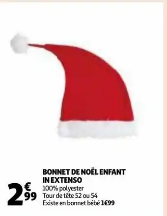 Auchan Bonnet de noël enfant in extenso offre