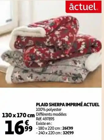 Auchan Plaid sherpa imprimé actuel 130 x 170 cm offre