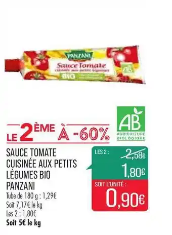 Match Sauce Tomate Cuisinée Aux Petits Légumes Bio Panzani offre