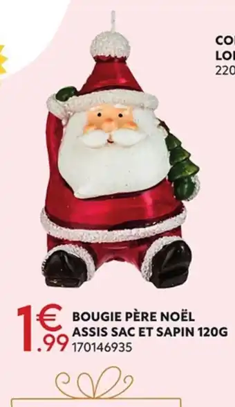 Maxi Bazar Bougie Pere Noel Assis Sac Et Sapin 120 g offre