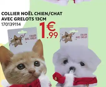 Maxi Bazar Collier Noel Chien/Chat Avec Grelots 13 cm offre